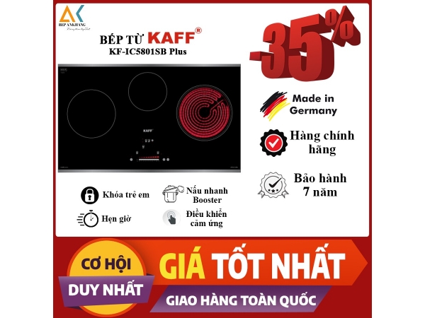 Bếp Kính Âm 3 Vùng Nấu 2 Từ 1 Hồng Ngoại KAFF KF-IC5801SB Plus- Made In Germany